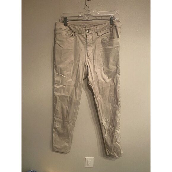 Lululemon ABC Slim Fit Swift Pants Mens Size 32 32x32 Khaki Tan Sand - Picture 1 of 10